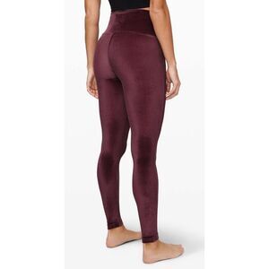 NEW Lululemon Wunder High-Rise  Crushed Velvet Garnet LEGGINGS 28” sz 6